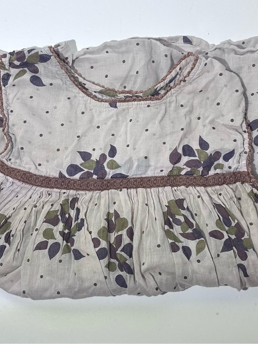 Cream Short-Sleeve Ruffle Top with Purple Floral Print